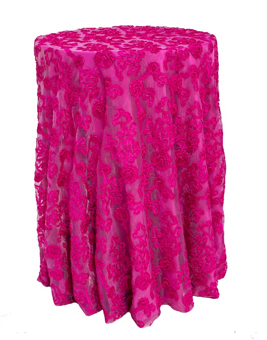 Fuchsia Luxury Organza Table Linen, Pink Floral Table Cloth