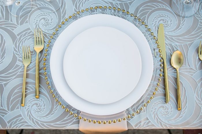 Seamist Nautilus Table Linen, Silver Swirl Table Cloth, Blue Swirl Table Cloth