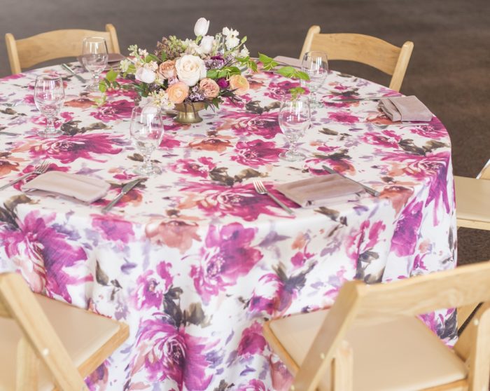 Renoir Table Linen, Pink Floral Table Linen, Pink Purple Floral Table Linen