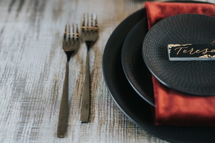 Black Abstract Reverse Table Linen, Silver Abstract Table Cloth