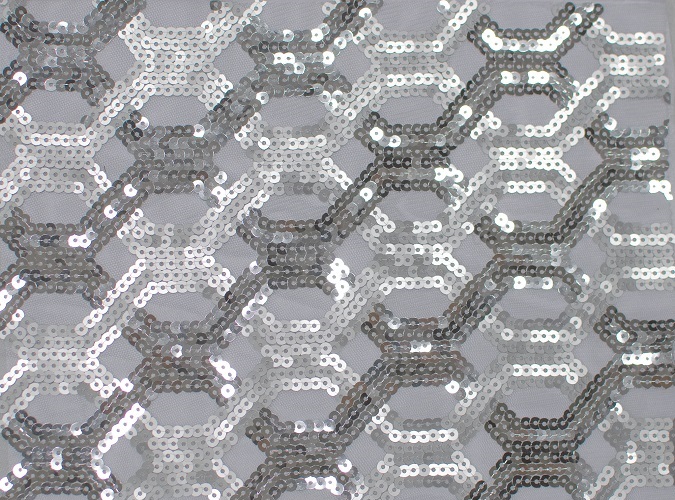 Silver Geometric Diamond Glitz Sequin Dinner Napkins, Decorative