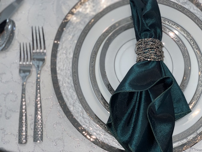 Teal Taffetta Table Linen, Deep Blue Green Table Cloth
