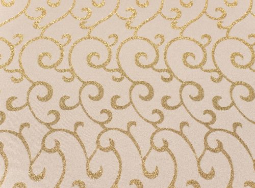 White and Gold Metallic Swirl Table Linen