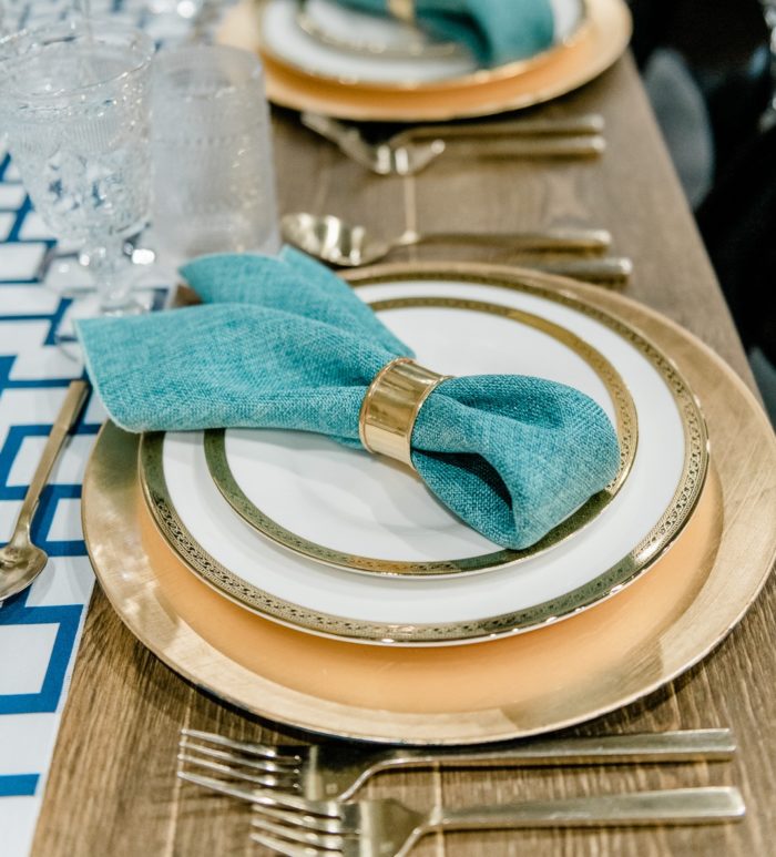 Azure Vintage Linen Napkin, Blue Linen Napkin