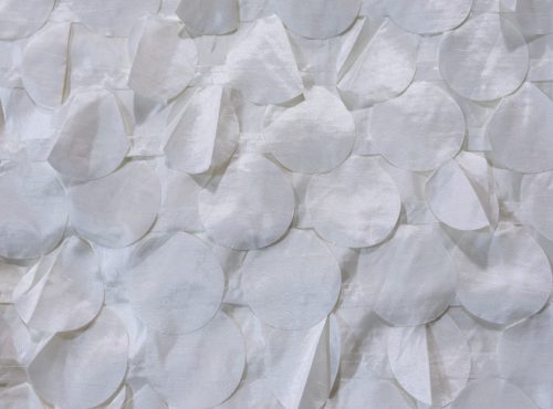 White Petal Taffeta Table Linen, White Paillette Table Cloth