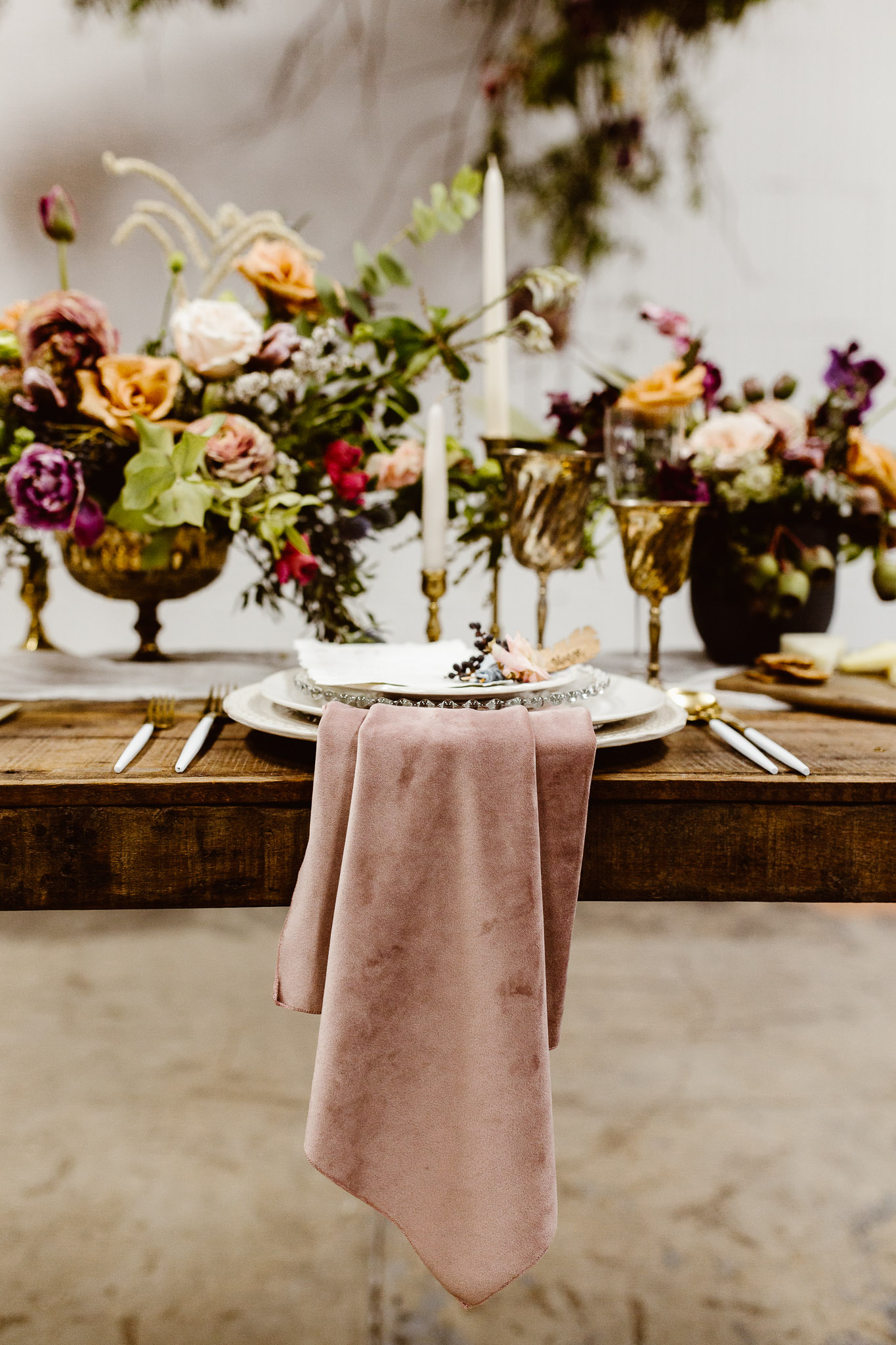 Dusty Rose Plush Velvet Napkin, Pink Velvet Table Napkin